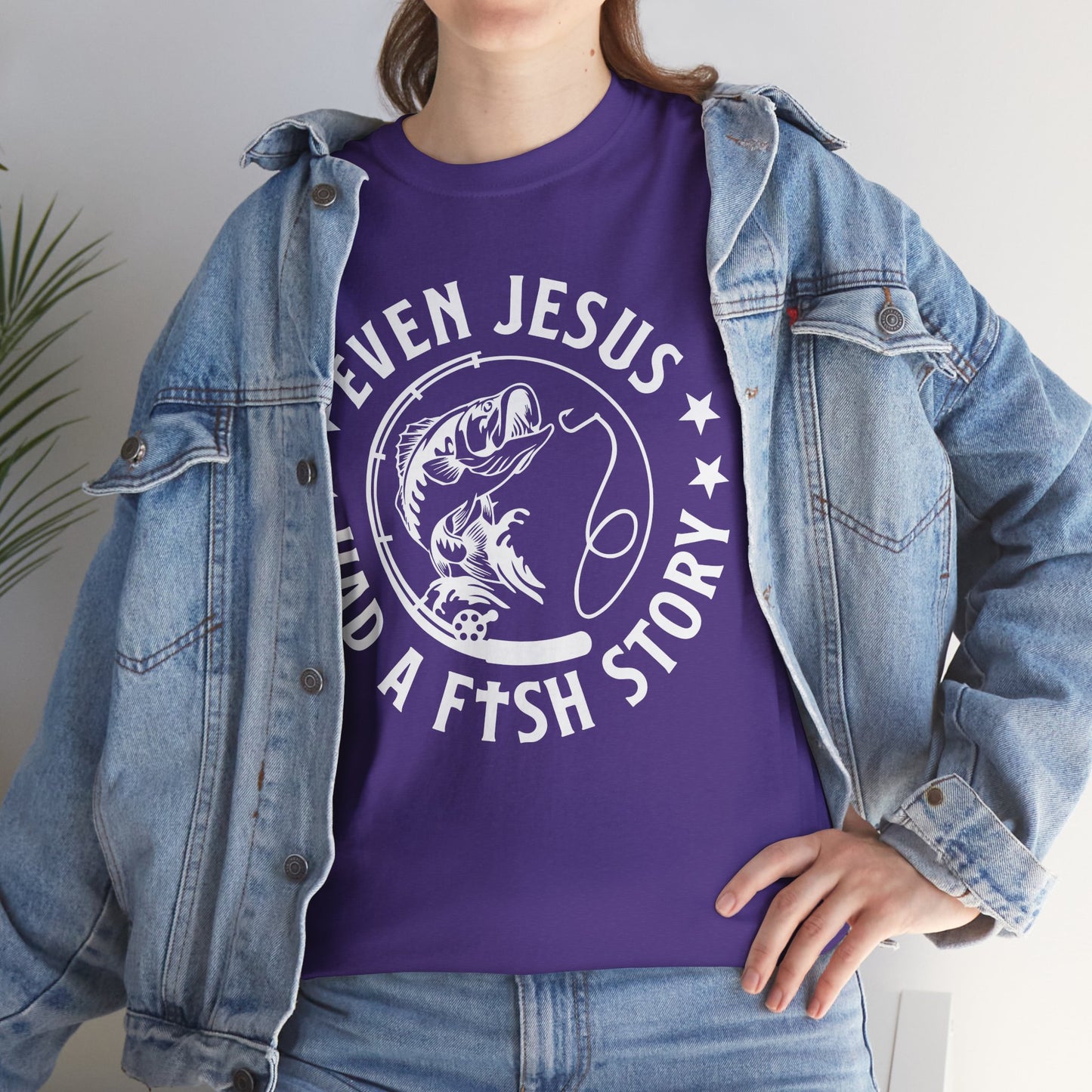 Fishing Tee-White — "Even Jesus Had a Fish Story" Christian Outdoors Shirt
