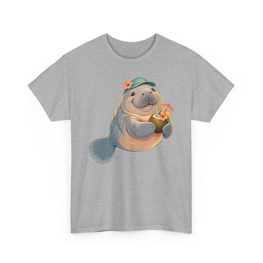 Chubby Mermaid Tropical Day Off Manatee T-Shirt