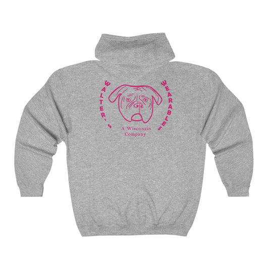 Walter Face Pink - Full Zip Hooded Sweatshirt