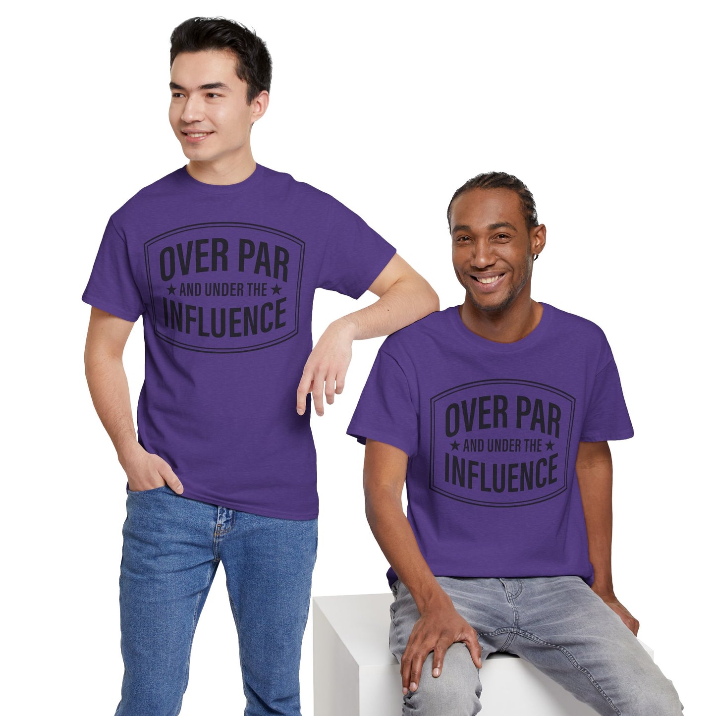 Golf T-Shirt — "Over Par and Under the Influence" Vintage Golf Humor Tee