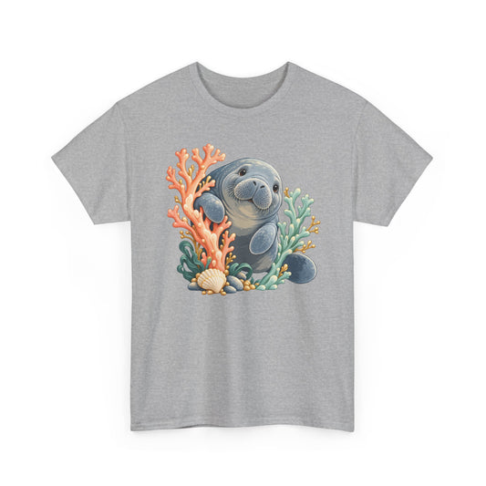 Chubby Mermaid Coral Curiosity Manatee T-Shirt