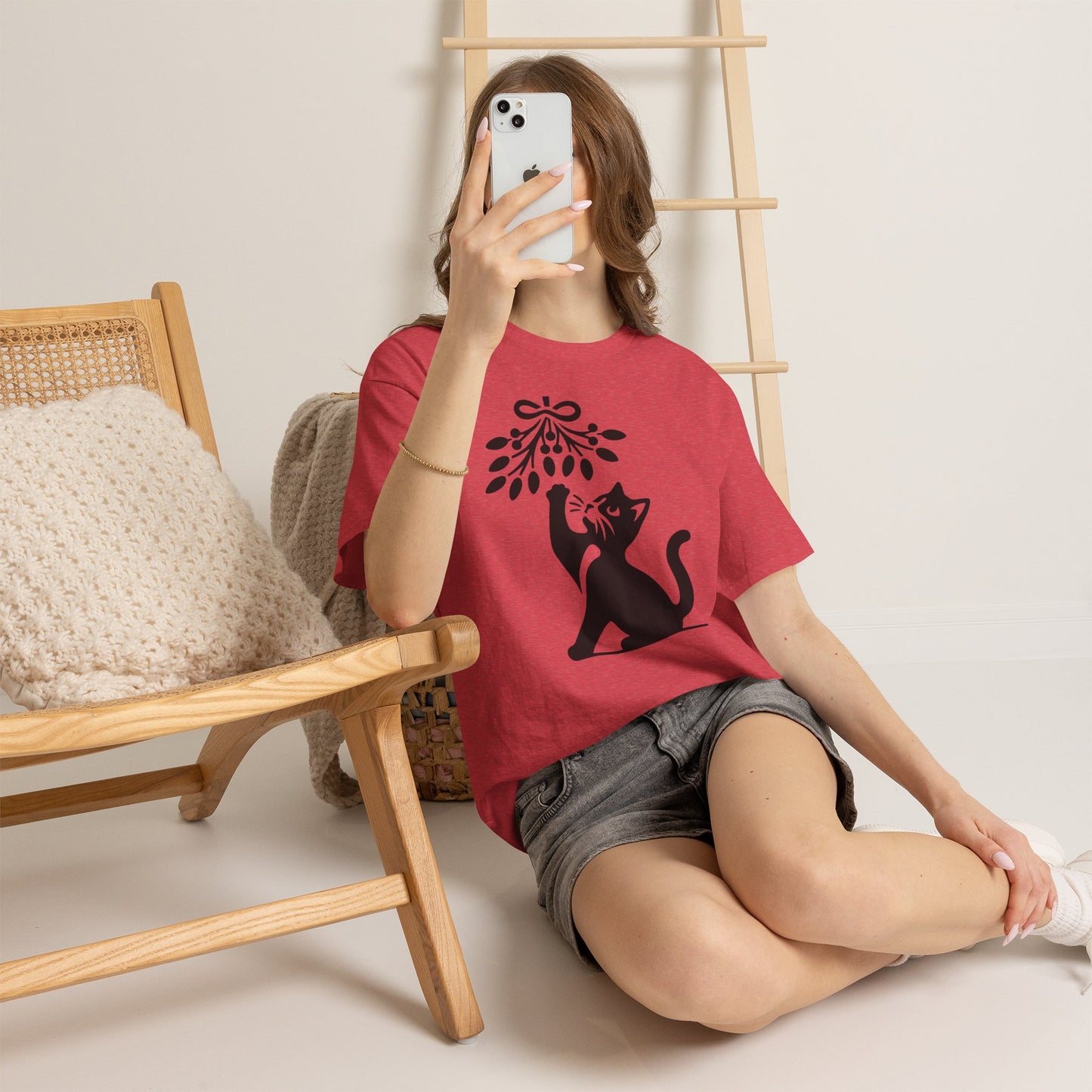 Cat Playing With Mistletoe Tee
