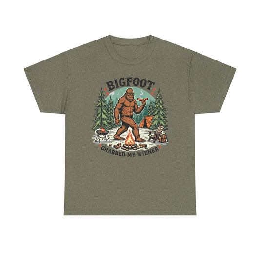 Bigfoot Grabbed My Wiener T-Shirt | Funny Camping Tee