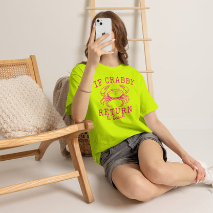 If Crabby Return to Beach T-Shirt blue– Funny Coastal Crab Tee for Beach Lovers