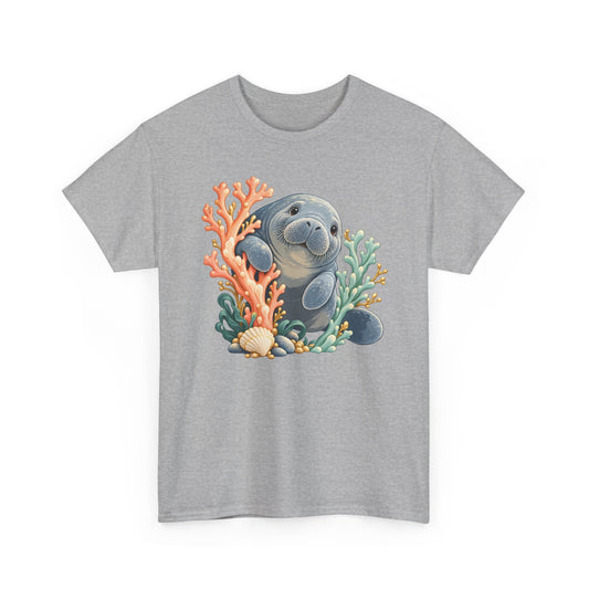 Chubby Mermaid Coral Curiosity Manatee T-Shirt