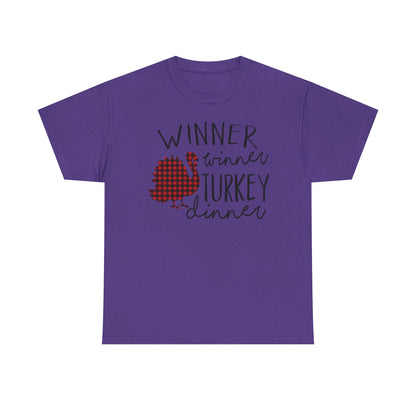 Winner Winner Turkey Dinner T-Shirt — Plaid Turkey Thanksgiving Tee
