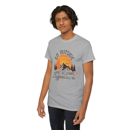 Go Outside Bigfoot Tee — Funny Outdoor Camping T‑Shirt (Worst Case Scenario Bigfoot Kills You)