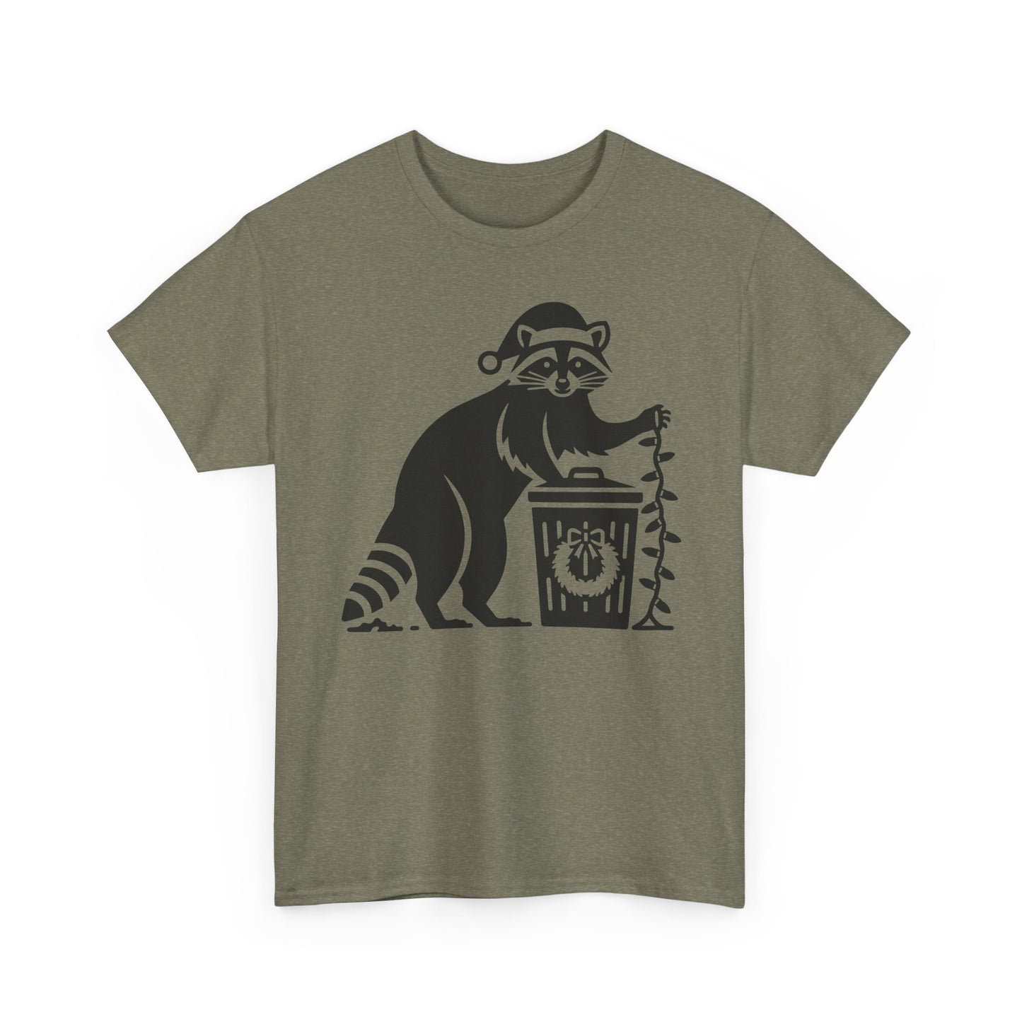 Raccoon With Christmas lights Graphic Tee — Cute Night Forest Animal Shirt
