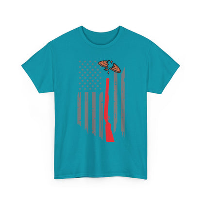 Rifle & Flag Graphic Tee — Patriotic Shooting Hunter Shirt