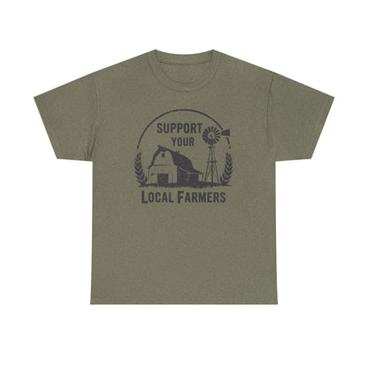 Support Your Local Farmers Tee — Rustic Farmhouse Barn & Windmill T‑Shirt