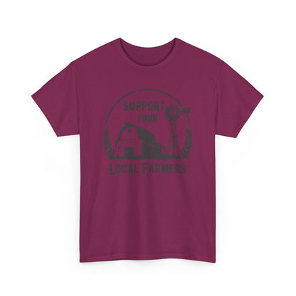Support Your Local Farmers Tee — Rustic Farmhouse Barn & Windmill T‑Shirt