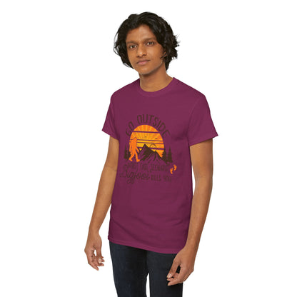 Go Outside Bigfoot Tee — Funny Outdoor Camping T‑Shirt (Worst Case Scenario Bigfoot Kills You)