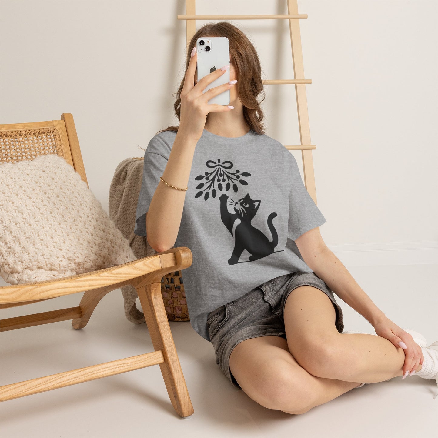 Cat Playing With Mistletoe Tee