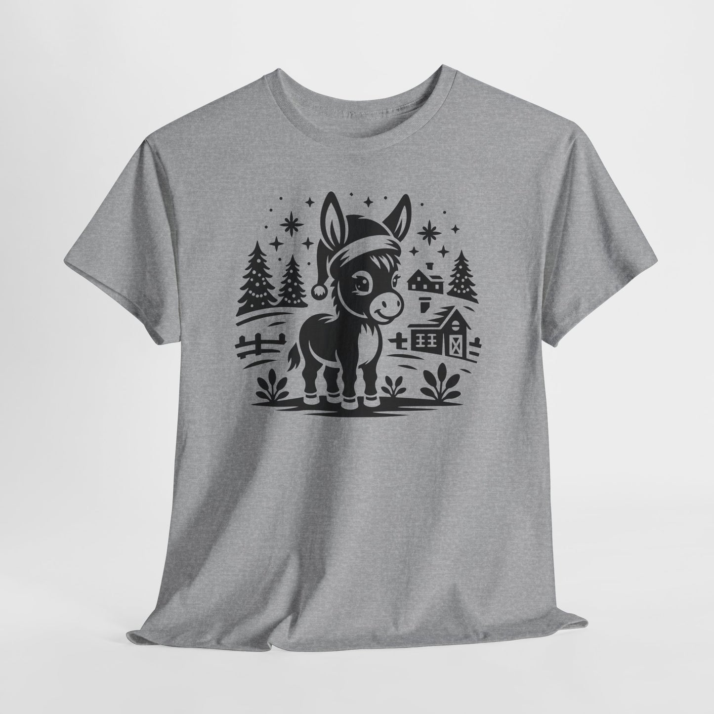 Donkey Farmhouse Christmas Tee — Cute Rustic Donkey Graphic T-Shirt