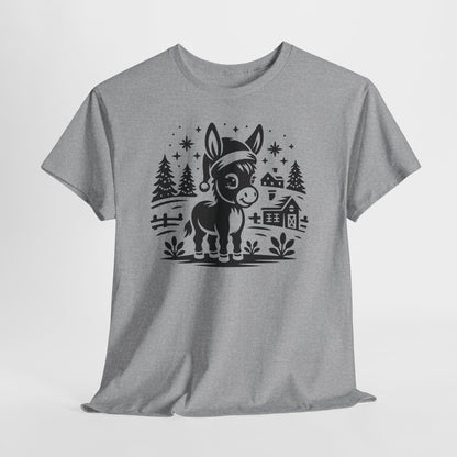Donkey Farmhouse Christmas Tee — Cute Rustic Donkey Graphic T-Shirt