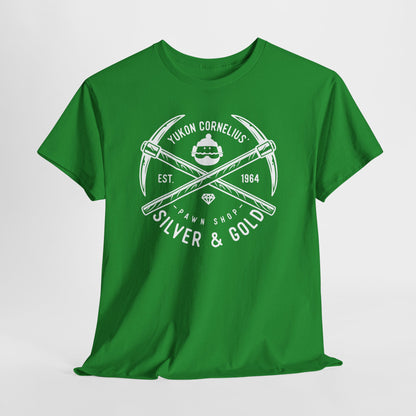 Silver & Gold Mining Graphic Tee — Yukon Pickaxe Logo Shirt