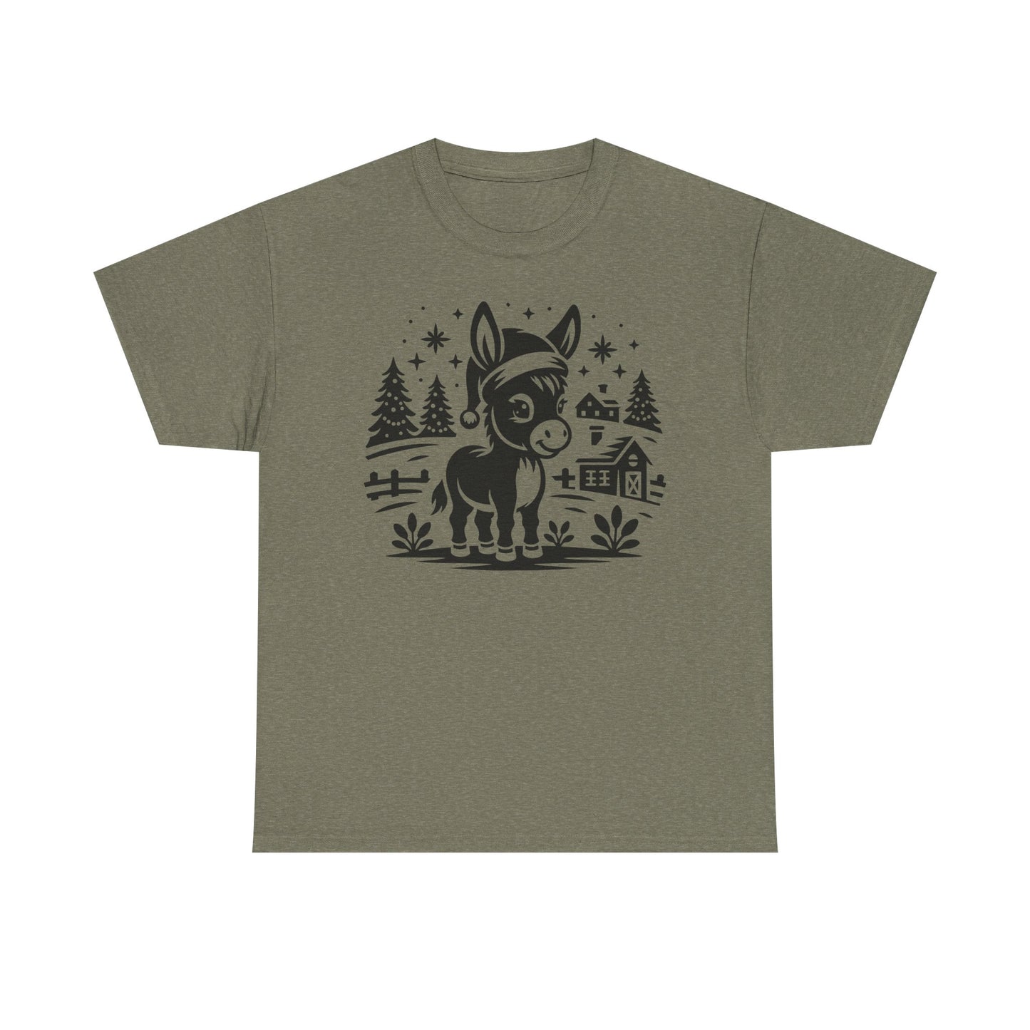 Donkey Farmhouse Christmas Tee — Cute Rustic Donkey Graphic T-Shirt