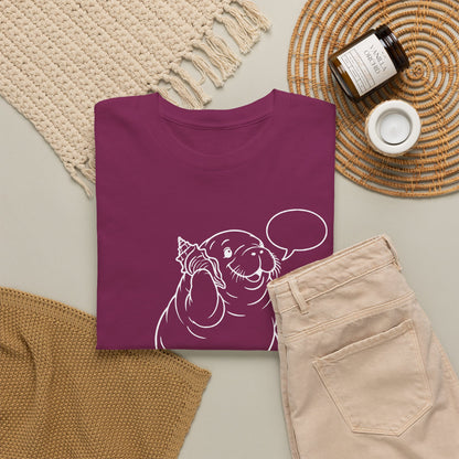 Chubby Mermaid Shell Phone Manatee T-Shirt