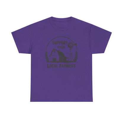 Support Your Local Farmers Tee — Rustic Farmhouse Barn & Windmill T‑Shirt