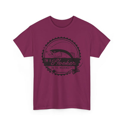 Fishing T-Shirt — "I'm a Hooker on the Weekends" Vintage Angler Tee