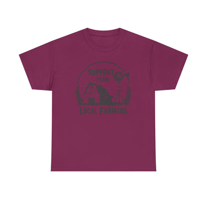 Support Your Local Farmers Tee — Rustic Farmhouse Barn & Windmill T‑Shirt