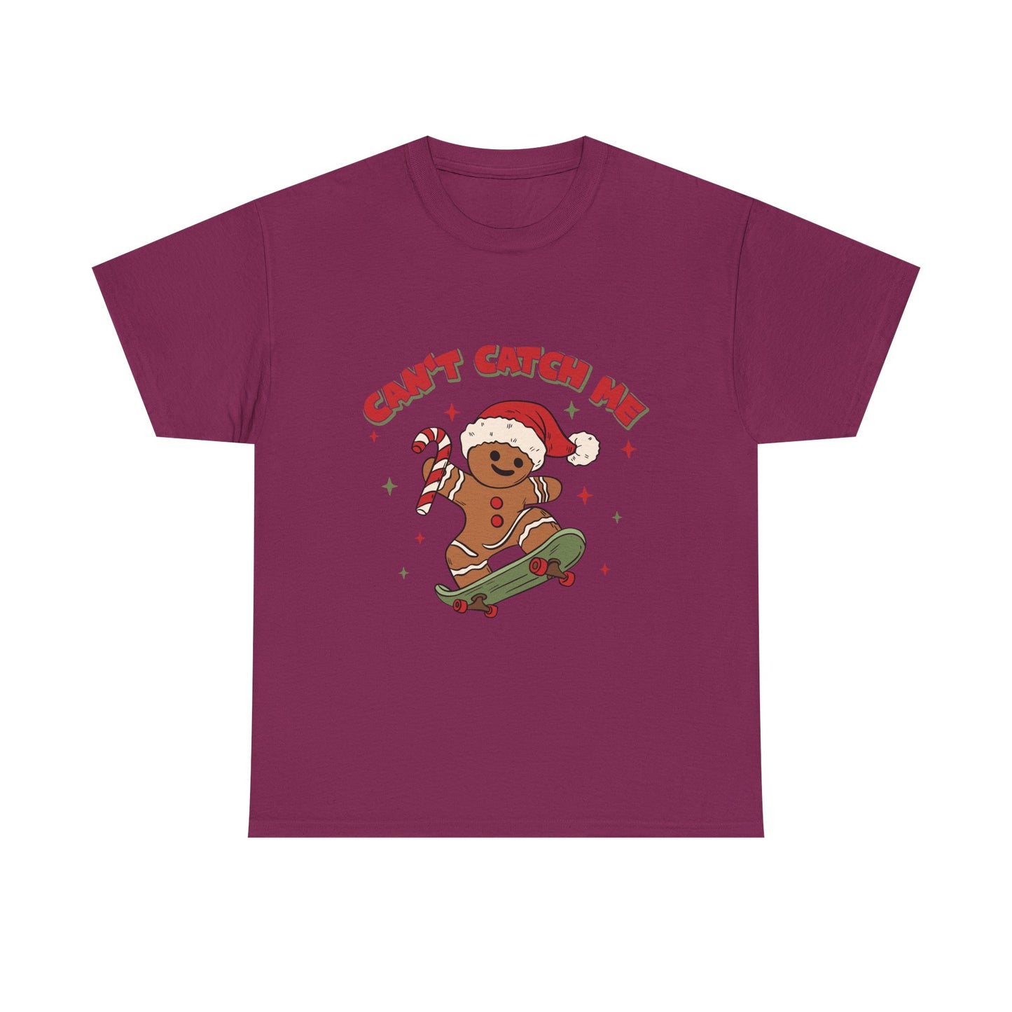 Gingerbread Skateboard Tee - "Can't Catch Me" Christmas T-Shirt