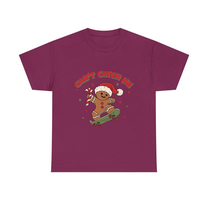 Gingerbread Skateboard Tee - "Can't Catch Me" Christmas T-Shirt