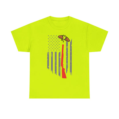 Rifle & Flag Graphic Tee — Patriotic Shooting Hunter Shirt