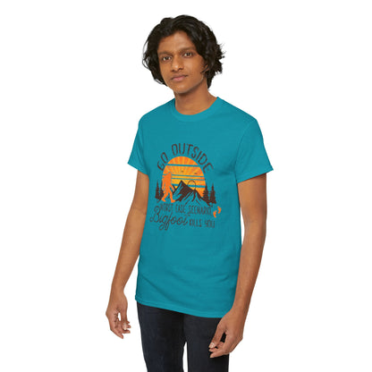 Go Outside Bigfoot Tee — Funny Outdoor Camping T‑Shirt (Worst Case Scenario Bigfoot Kills You)