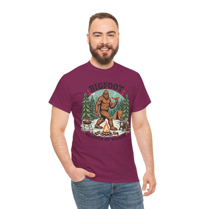 Bigfoot Campfire T-Shirt — "Bigfoot Grabbed My Wiener" Funny Camping Tee