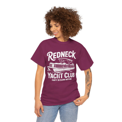 Redneck Yacht Club white T-Shirt — "Party in Slow Motion" Boating Tee