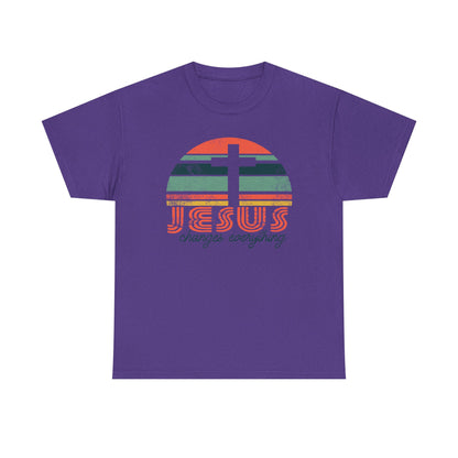 Jesus Changes Everything Tee — Retro Christian Cross Graphic Shirt