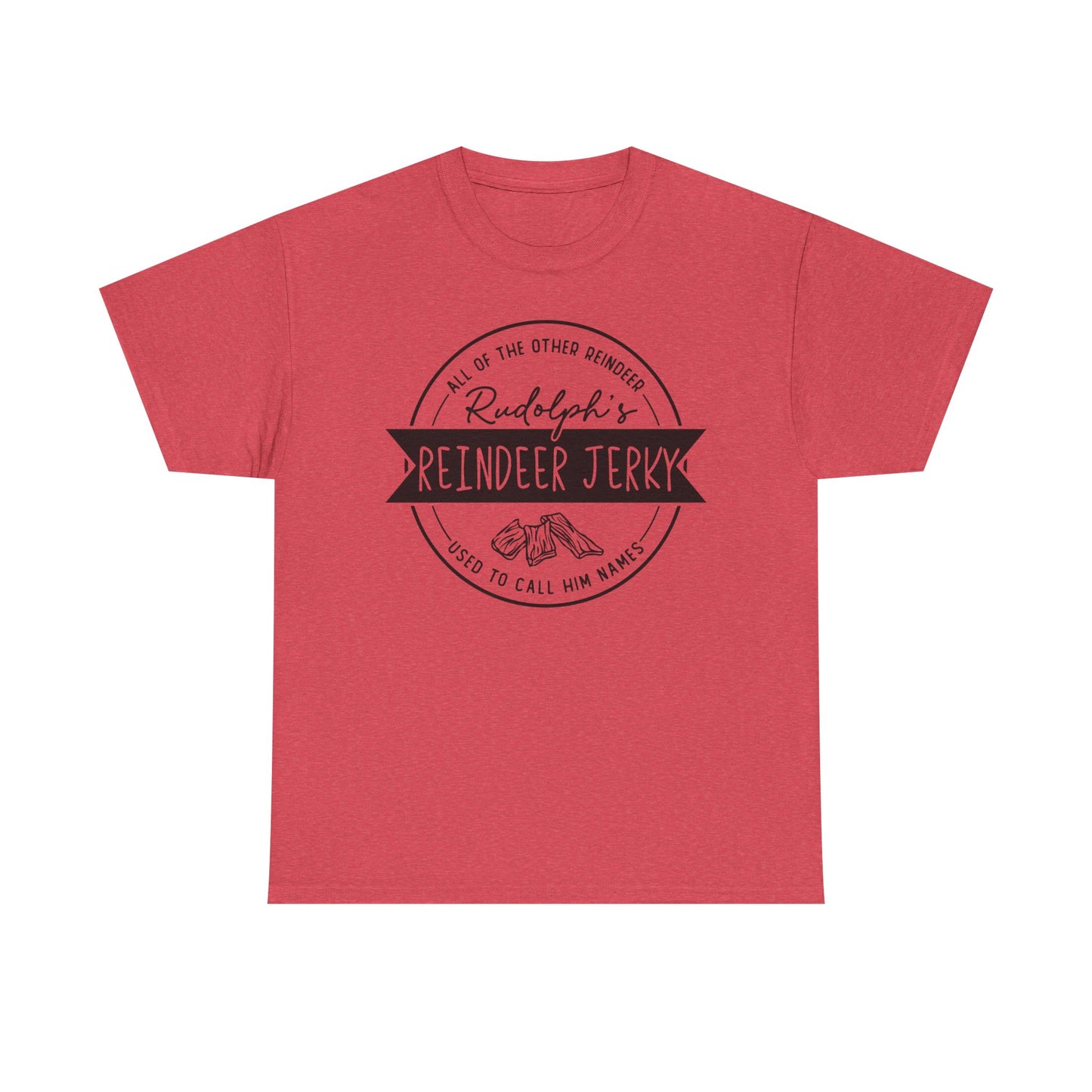 Reindeer Jerky Vintage Badge Tee — Funny Christmas Holiday Shirt