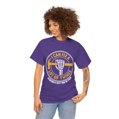I Can Fix A Lot Of Things T-Shirt — Funny Mechanic Skeleton Wrench Tee