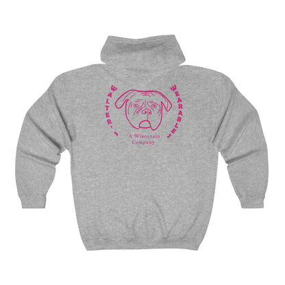 Walter Face Pink  -   Full Zip Hooded Sweatshirt