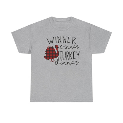 Winner Winner Turkey Dinner T-Shirt — Plaid Turkey Thanksgiving Tee