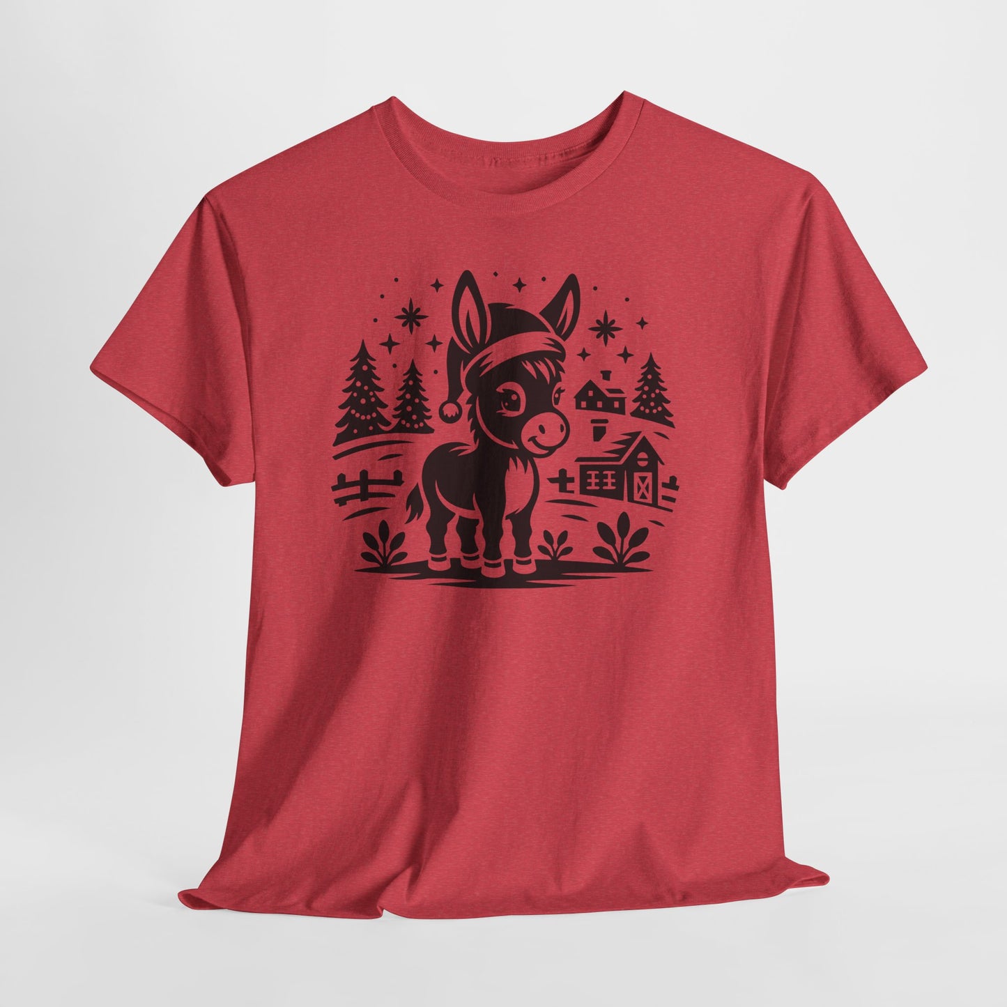 Donkey Farmhouse Christmas Tee — Cute Rustic Donkey Graphic T-Shirt