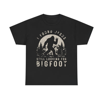 Bigfoot Graphic Tee -Tan — "I Found Jesus Still Looking for Bigfoot"