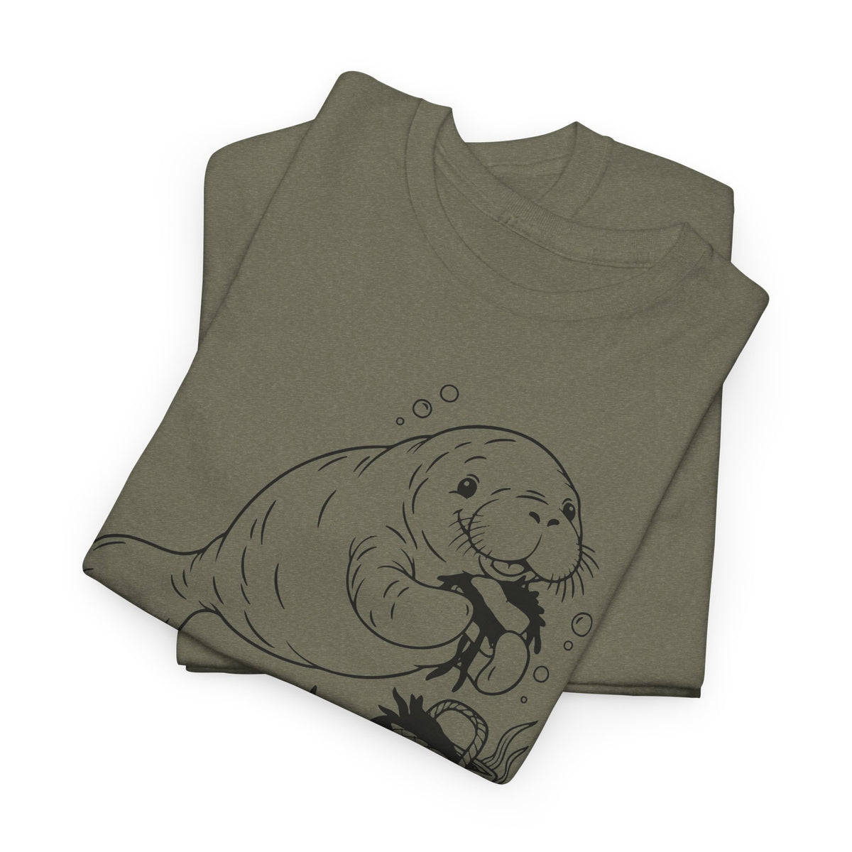 Chubby Mermaid Picnic Paddle Manatee T-Shirt