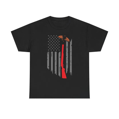 Rifle & Flag Graphic Tee — Patriotic Shooting Hunter Shirt