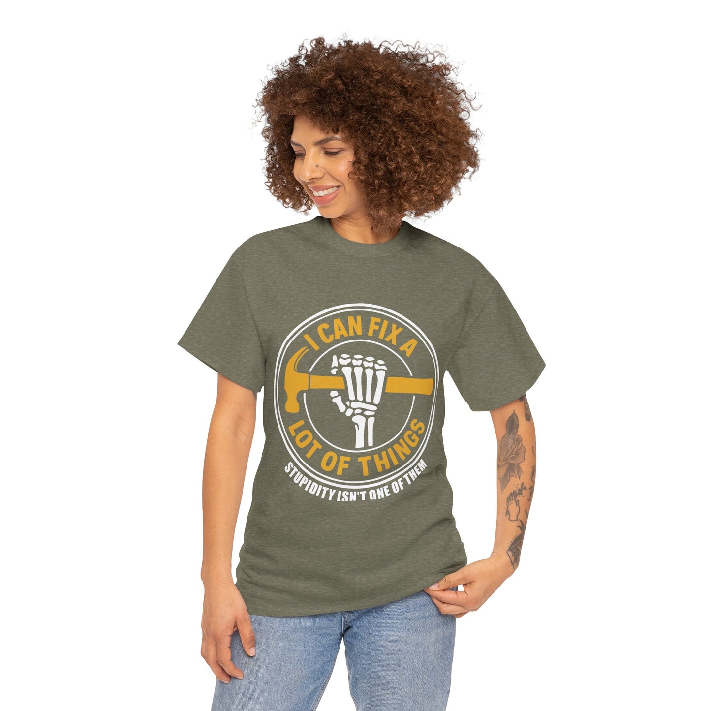 I Can Fix A Lot Of Things T-Shirt — Funny Mechanic Skeleton Wrench Tee