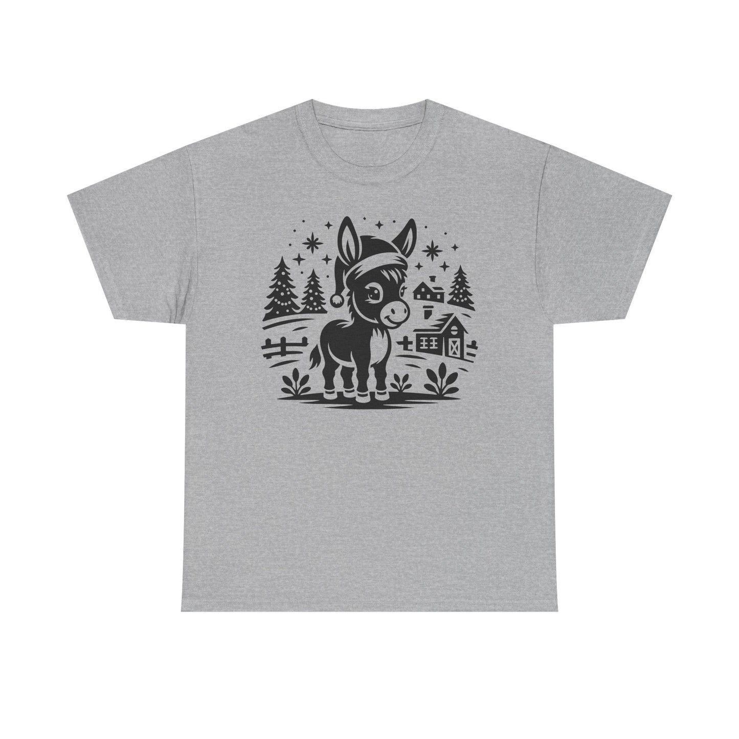 Donkey Farmhouse Christmas Tee — Cute Rustic Donkey Graphic T-Shirt