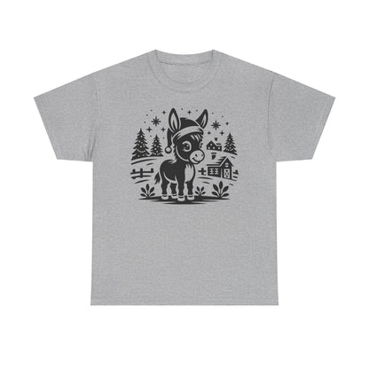 Donkey Farmhouse Christmas Tee — Cute Rustic Donkey Graphic T-Shirt