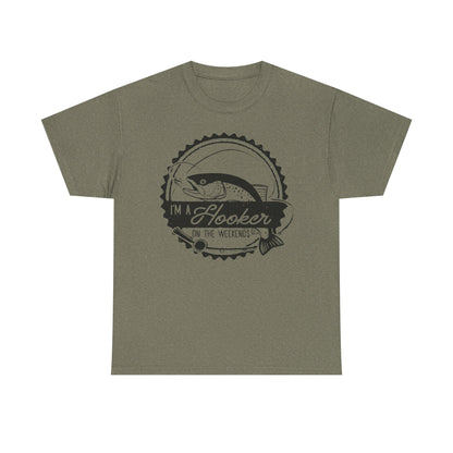 Fishing T-Shirt — "I'm a Hooker on the Weekends" Vintage Angler Tee