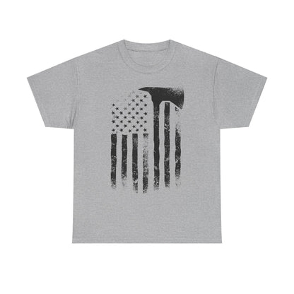 American Flag Axe T-Shirt — Distressed Patriotic Firefighter Tee
