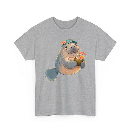 Chubby Mermaid Tropical Day Off Manatee T-Shirt