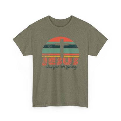 Jesus Changes Everything Tee — Retro Christian Cross Graphic Shirt