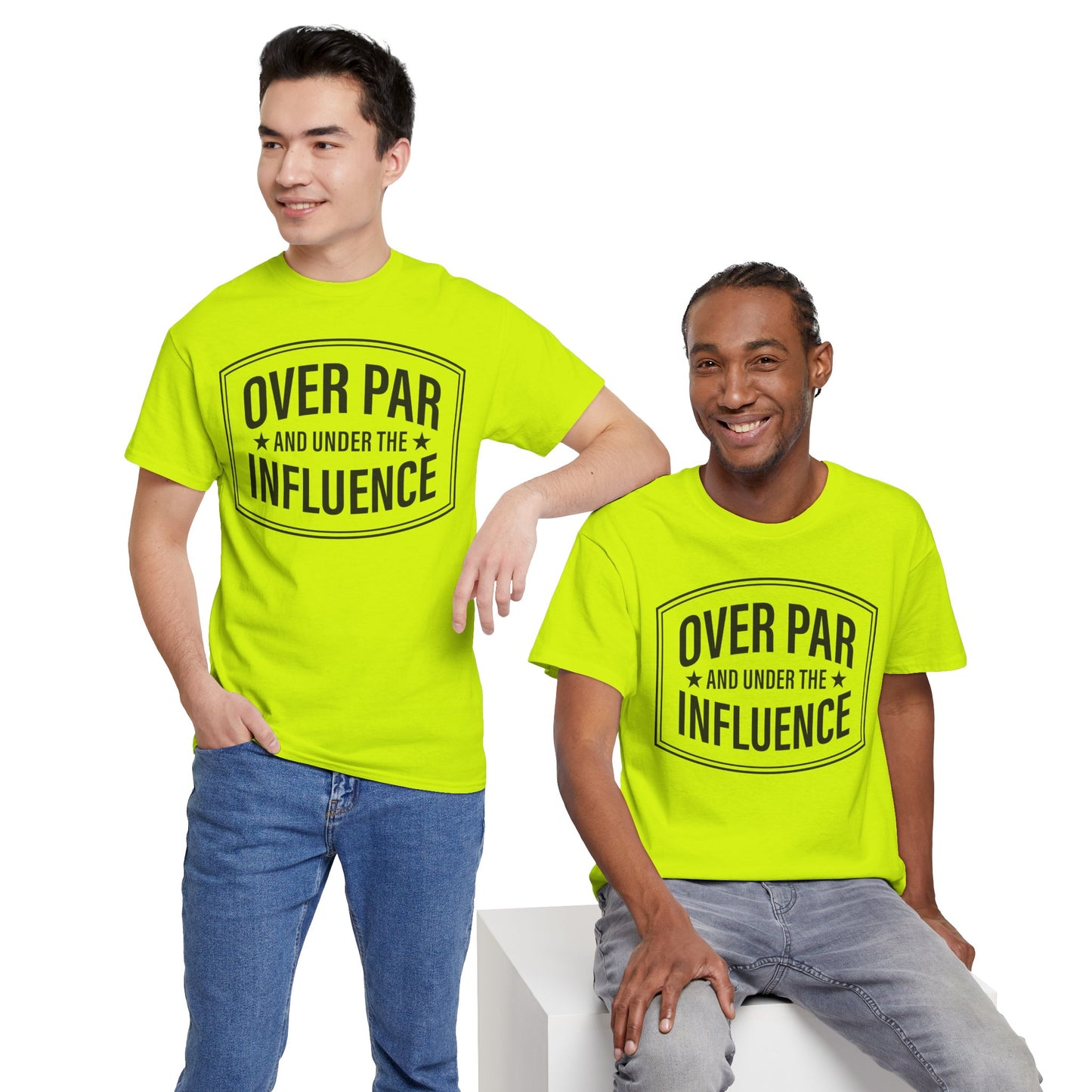 Golf T-Shirt — "Over Par and Under the Influence" Vintage Golf Humor Tee
