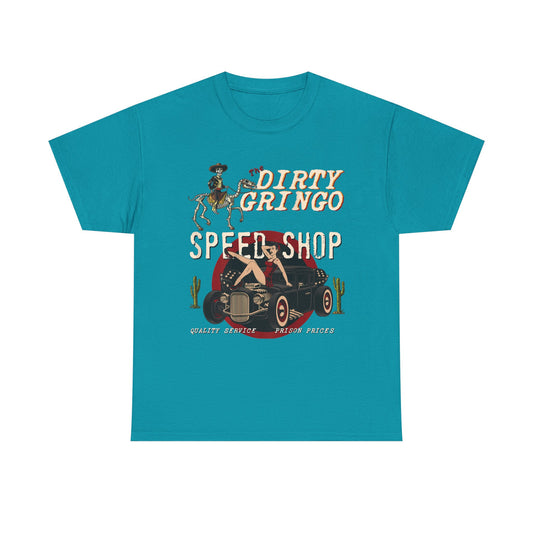 Dirty Gringo Speed Shop T-Shirt — Retro Hot Rod Garage Tee
