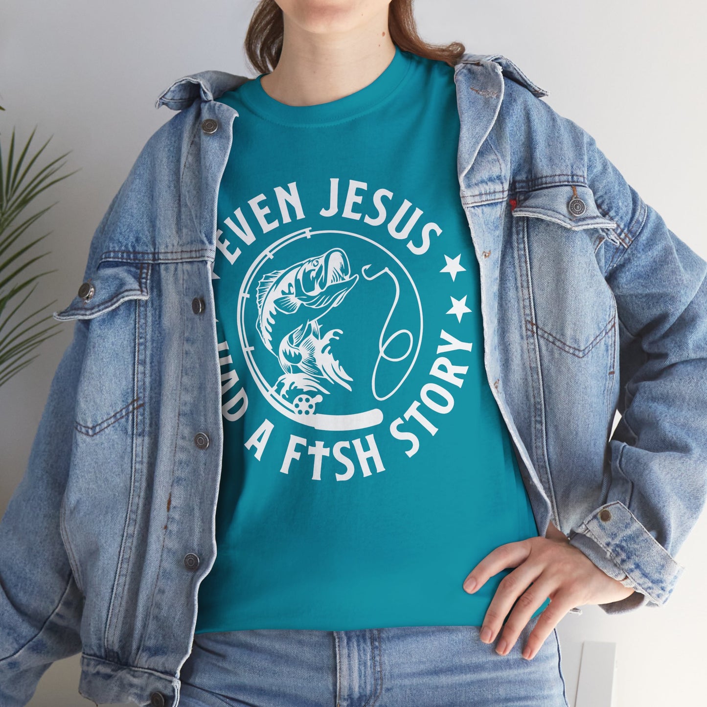 Fishing Tee-White  — "Even Jesus Had a Fish Story" Christian Outdoors Shirt